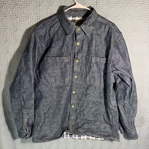Guide Gear Flannel Lined Denim Jean Trucker Jacket Mens Large Blue 100% Cotton
